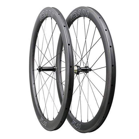 ICAN FL50 Carbon Road Bicycle Wheelset Clincher Tubeless Ready Rim Novatec AS511SB/FS522SB Hub Sapim CX Ray Spokes Only 1470g (Fast & Light Series)