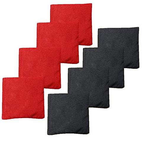 Play Platoon Premium Weather Resistant Duck Cloth Cornhole Bags - Set of 8 Bean Bags for Corn Hole Game - 4 Red & 4 Black.