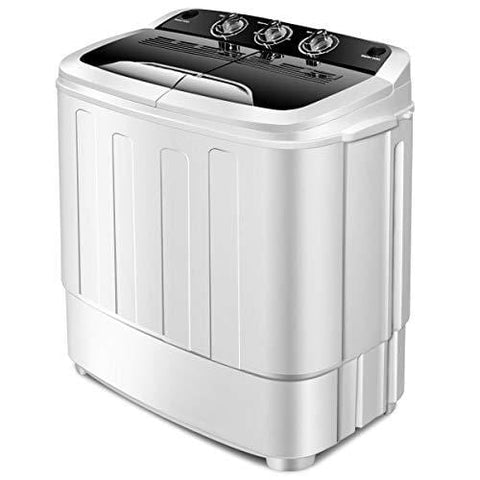 Giantex Portable Compact 13 Lbs Mini Twin Tub Washing Machine Washer Spin Dryer (Black&White)