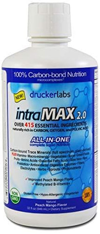DRUCKER LABS - IntraMAX 2.0 - Organic Liquid Trace Minerals, Multivitamin and Multi-Nutritional Dietary Supplement (32 Ounces / 946 Milliliters, Peach Mango Flavor)
