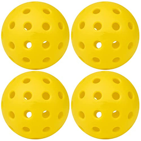 Pickleballs Balls,40 Hole Sports Outdoor Pickleballs,USA Pickleball Approved, 4 and 12 Bulk Packs of Pickleballs (4 Pack, Yellow)