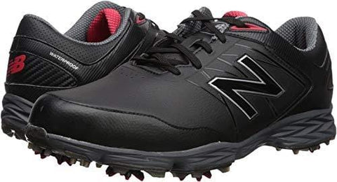 New Balance Men's Striker Waterproof Spiked Comfort Golf Shoe, Black/red, 15 4E 4E US