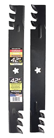 Maxpower 561713XB Commercial Mulching 2-Blade Set for 42" Poulan/Husqvarna/Craftsman, Replaces 138498, 138971, 138971x431, 532138971, PP24005, Black
