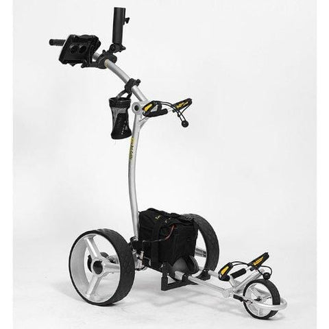 Bat-Caddy X4 Sport Electric Push Cart w/ Free Accessory Kit, 35Ah, Silver