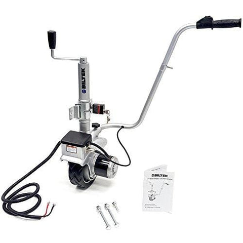 Biltek Trailer Mover 350W 12V Electric Trailer Jack Mini Mover Trailer Jockey Wheel Max Vehicle Load 5000Lbs Utility Trailer Jack Easy to Maneuver Trailer Camper Caravan Boat + Lock and Key (12V/350W)