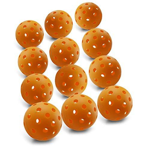 EasyTime Pickleball Balls Outdoors Balls with 40 Small Precisely Drilled Holes & Indoor Balls with 26 Drilled Holes USAPA Approved (Outdoor-12 Pack)