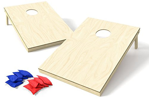 Backyard Champs Corn Hole Outdoor Game: 2 Regulation Wood Cornhole Boards and 8 Bean Bags, 2 x 3 Foot, Natural