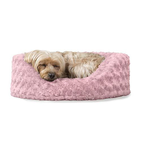 FurHaven Pet Dog Bed | Oval Ultra Plush Pet Bed for Dogs & Cats, Pink, Small