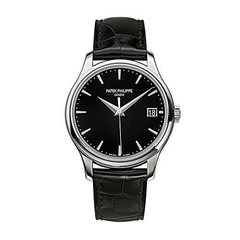Patek Philippe Calatrava 39mm White Gold Watch Black Leather Strap