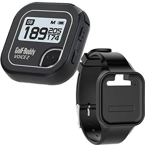 Golf Buddy Bundle Voice 2 Golfbuddy Voice2 Easy-to-Use Talking GPS (Black) + Silicon Wristband (Black)