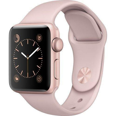 Apple Watch Series 2 Smartwatch 38mm Rose Gold Aluminum Case, Pink Sand Sport Band (Renewed)