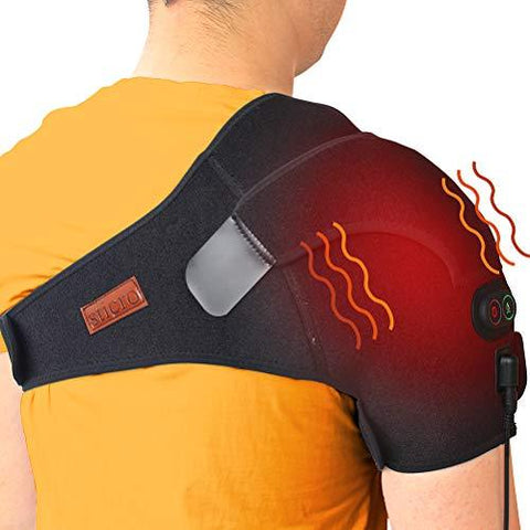 sticro Shoulder Massage Heating Pad, 3 Vibration & Temperature Setting, Low Voltage Heated Brace Wrap for Dislocated/Frozen Shoulder, Arthritis, Rotator Cuff Bursitis Pain Relief Hot Therapy