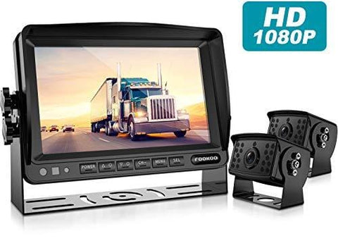 Fookoo Ⅱ HD Backup Camera System Kit,7''1080P Reversing Monitor+IP69 Waterproof Rear View Camera,Sharp CCD Chip, 100% Not Wash Up,Truck/Semi-Trailer/Box Truck/RV (FHD2-Wired)