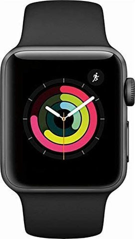 Apple Watch Series 3 (GPS), 38mm Space Gray Aluminum Case with Black Sport Band - MQKV2LL/A (Renewed)