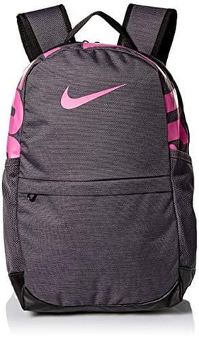 Nike Kids' Brasilia Backpack, Kids' Backpack with Durable Design & Secure Storage, Thunder Grey/Black/Active Fuchsia