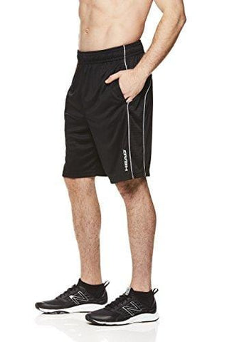 HEAD Men's Workout Gym & Running Shorts w/Elastic Waistband & Drawstring - Jackpot Black, Small