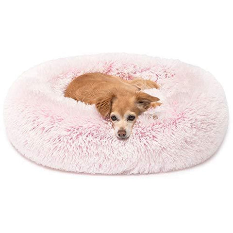 Cute Snuggle Pink Dog Bed Cuddler, Round Donut Pet Beds for Small Cat to Medium Dogs, Small
