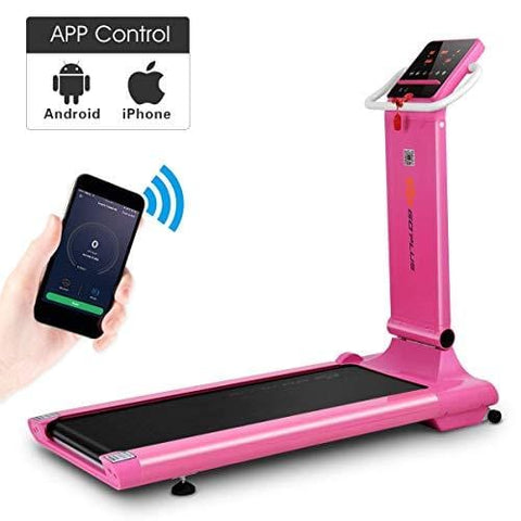 Goplus 1.5HP Electric Folding Treadmill Portable Motorized Running Machine Home Gym Cardio Fitness w/App (Pink)
