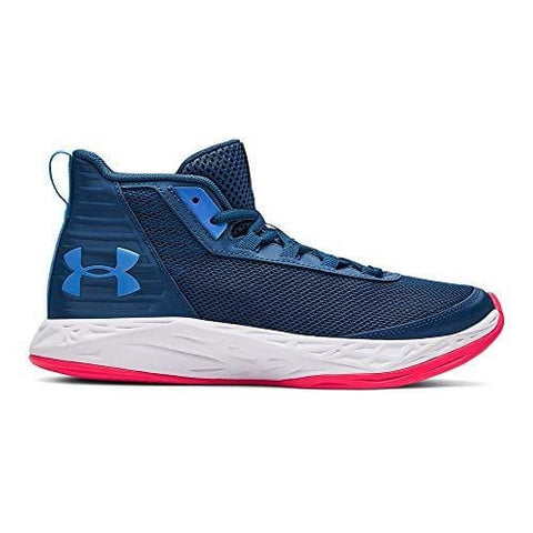 Under Armour Boys' Grade School Jet 2018 Basketball Shoe, Petrol Blue (404)/White 6 M US Big Kid