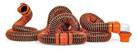Camco RhinoEXTREME 20ft RV Sewer Hose Kit, Includes Swivel Fitting and Translucent Elbow with 4-In-1 Dump Station Fitting, Crush Resistant, Storage Caps Included - 39867
