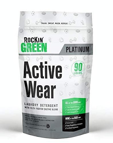 Rockin' Green Platinum Series Active Wear Laundry Detergent Powder, 45 oz. - All Natural, Biodegradable, and Eco-Friendly