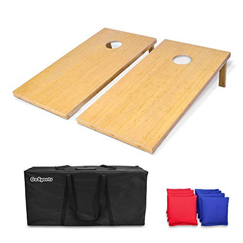 GoSports Bamboo Regulation Size Bamboo Cornhole Set | Includes 8 Bean Bags & Carrying Case