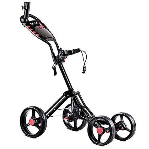 Tangkula Golf Push Cart 4 Wheels Folding with Umbrella Scorecard Drink Holder Golf Pull Cart
