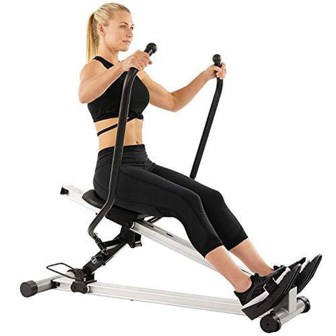 Sunny Health & Fitness Incline Full Motion Rowing Machine Rower with 350 lb Weight Capacity and LCD Monitor