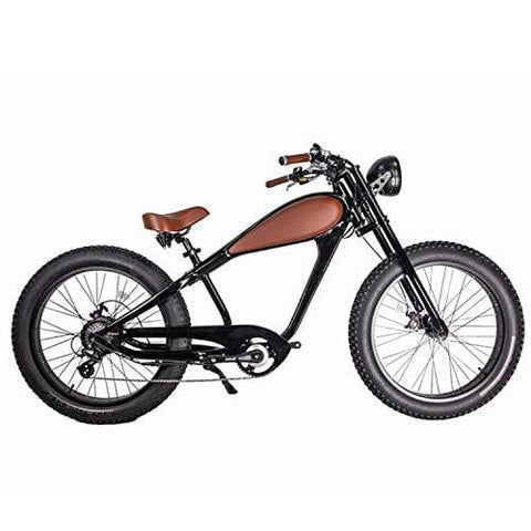 CIVI BIKES Vintage Electric Bike Fat Tire Sport Bicycle 750W café Racer 7-Speed Gear 48V 13AH Battery with Max Speed to 28 MPH - Night Black