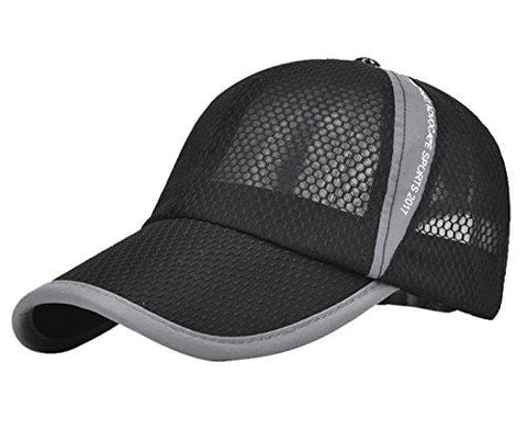Men's Women's Peaked Mesh Sunscreen Cap Sports Hats for Fishing Tennis Baseball Beach Board Running Hiking Travelling Outdoor Light Black