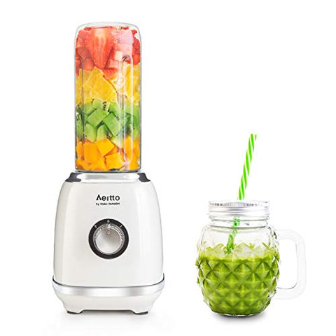 Blender for Shakes and Smoothies, Personal Blender Single Serve Smoothie Shake Blender with 1 Portable Travel Bottle, 1 Old Fashion Mason Glass Jar, 2 Adjustable Speed for Fruit Juice