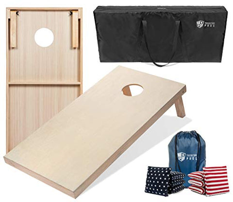 Tailgating Pros 4'x2' Cornhole Boards w/Carrying Case & Set of 8 Cornhole Bags (You Pick Color) 25 Bag Colors! (Stars/Stripes, 4'x2' Boards)
