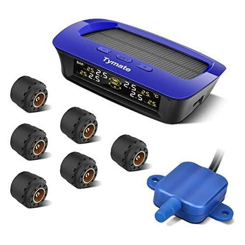 Tymate B2BAQ0003-C1 Solar Power for RV Trailer, Wireless Monitoring System with 6 DIY Sensors, Real-time Displays 6 Tires' Pressure and Temperature TPMS