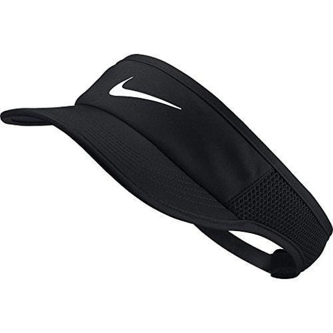 NIKE Women's Aerobill Featherlite Adjustable Visor, Black/Black/Black/White, One Size