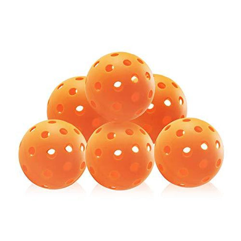 SHOWPIN Pickleball Balls Outdoor Pickleball Balls with 40 Holes, Orange (Outdoor 6 Pack)