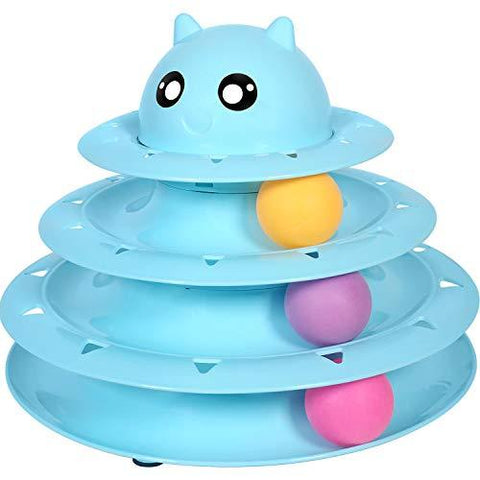 UPSKY Cat Toy Roller Cat Toys 3 Level Towers Tracks Roller with Three Colorful Ball Interactive Kitten Fun Mental Physical Exercise Puzzle Toys