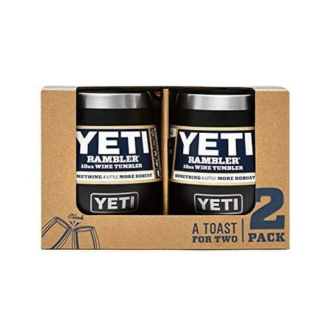 YETI Rambler 10 oz Stainless Steel Vacuum Insulated Wine Tumbler, 2 Pack, Black
