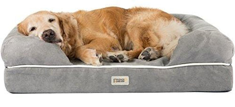 Orthopedic Dog Bed Lounge Sofa Removable Cover 100% Suede 4" Mattress Memory-Foam Premium Prestige Edition 44" x 34" x 10" Pewter Grey XL