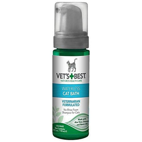 Vet's Best No Rinse Waterless Dry Shampoo for Cats, Natural and Veterinarian Formulated