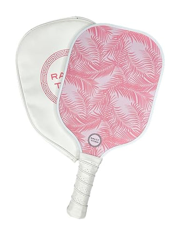 Rally Titan Pickleball Paddles for Men and Women | Textured Carbon Fiber Surface | Polypropylene Honeycomb Composite Core | Cushion Grip | Single Paddle with Cover | Pink
