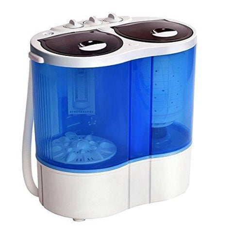 Giantex 15.4lbs Portable Mini Washing Machine Gravity Drain Compact Twin Tub Washer Spinner, Ideal for Dorms, Apartments, RVs, Camping