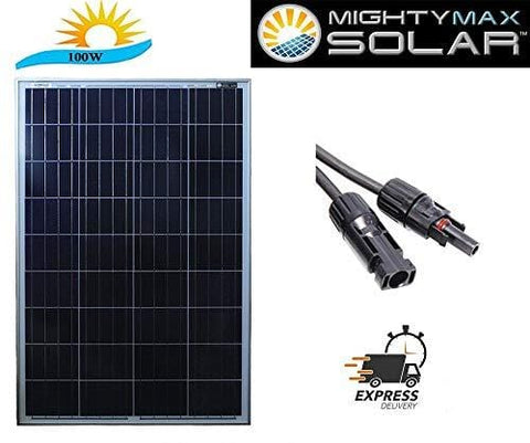Mighty Max Battery 100 watt Off Grid Solar Power System - 100w 12v -18v high Efficiency polycrystalline Solar Panel Module Battery Charger for Marine and RV Solar Battery Brand Product