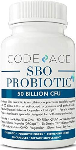 SBO Probiotics + Prebiotics Supplement, 90 Capsules - 50 Billion CFUs per Serving, Soil-Based Organisms - Patented Delay Release, Shelf Stable Probiotic Supplement - Probiotics for Women & Men