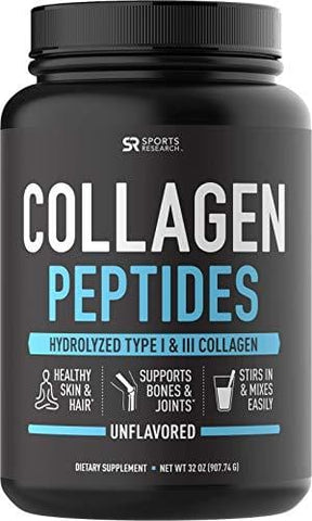 Collagen Peptides Powder 'XL' Jar (32oz) | Grass-Fed, Certified Paleo Friendly, Non-GMO and Gluten Free - Unflavored