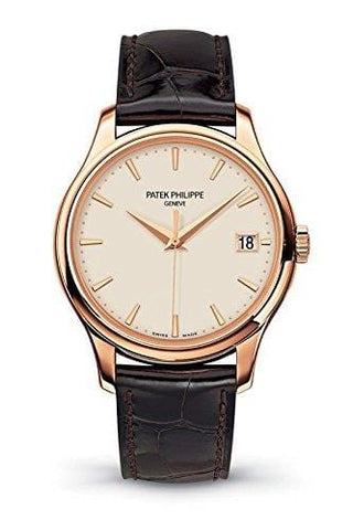 Patek Philippe Calatrava Mechanical Ivory Dial Leather Mens Watch 5227R-001