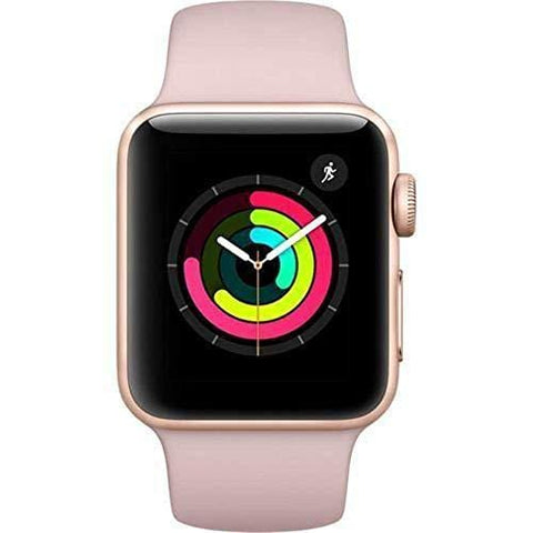 Apple Watch Series 3 38mm Smartwatch (GPS Only, Gold Aluminum Case, Pink Sand Sport Band) (Renewed)