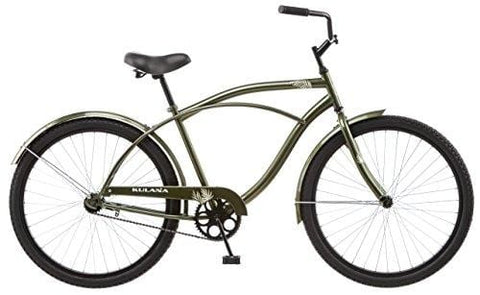 Kulana Cruiser with Steel Step-Over Frame, Full Front and Rear Fenders, and Chain Guard, 26-Inch Wheels, Green