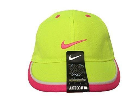 NIKE Just Do It Sports Hat Adjustable Sun Cap (4-6X) (Volt w/ Signature Hot Pow Swoosh & Trim)