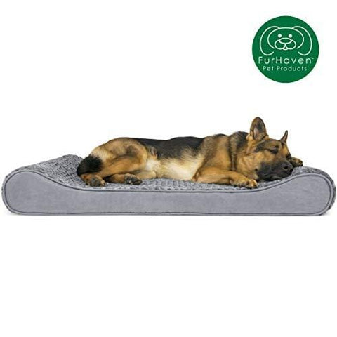 FurHaven Pet Dog Bed | Orthopedic Ultra Plush Luxe Lounger Pet Bed for Dogs & Cats, Gray, Jumbo
