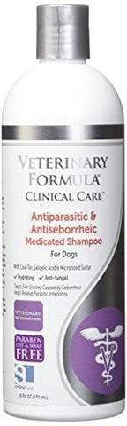 Veterinary Formula Clinical Care Antiparasitic and Antiseborrheic Medicated Shampoo for Dogs - Veterinary Recommended, Fast-Acting Shampoo For Mange, Parasitic Infections, Seborrhea, and Fungal and Bacterial Skin Infections in Dogs (16 oz bottle)